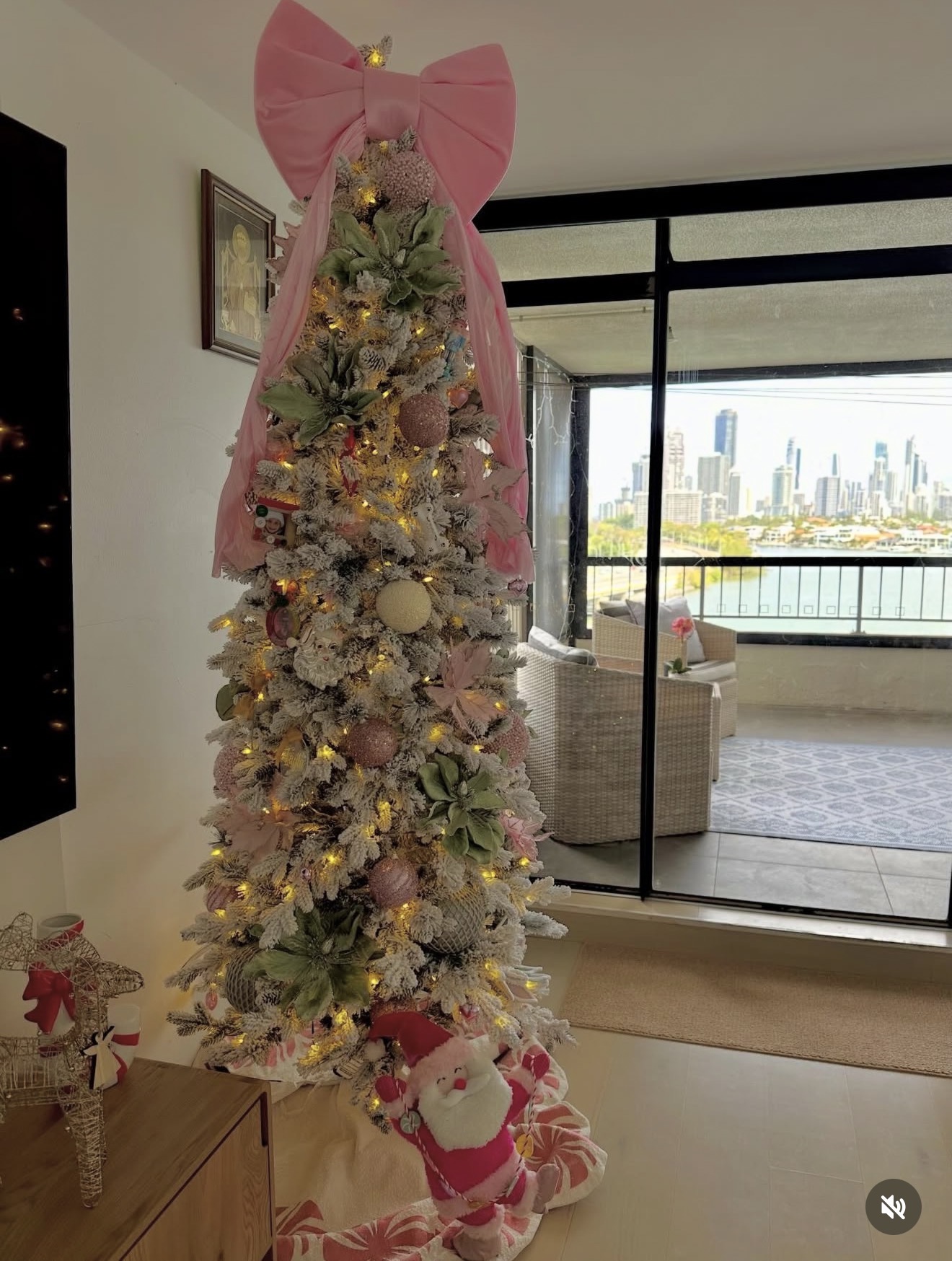 Pink themed professionally styled Christmas tree